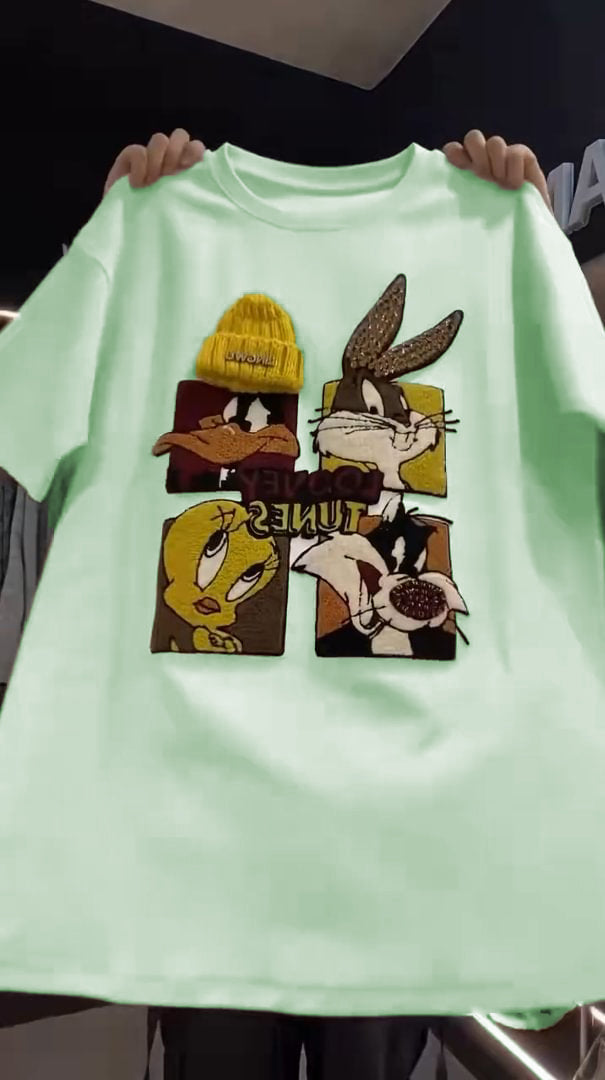 🍭Urocza bluza z nadrukiem w cekiny z kreskówek