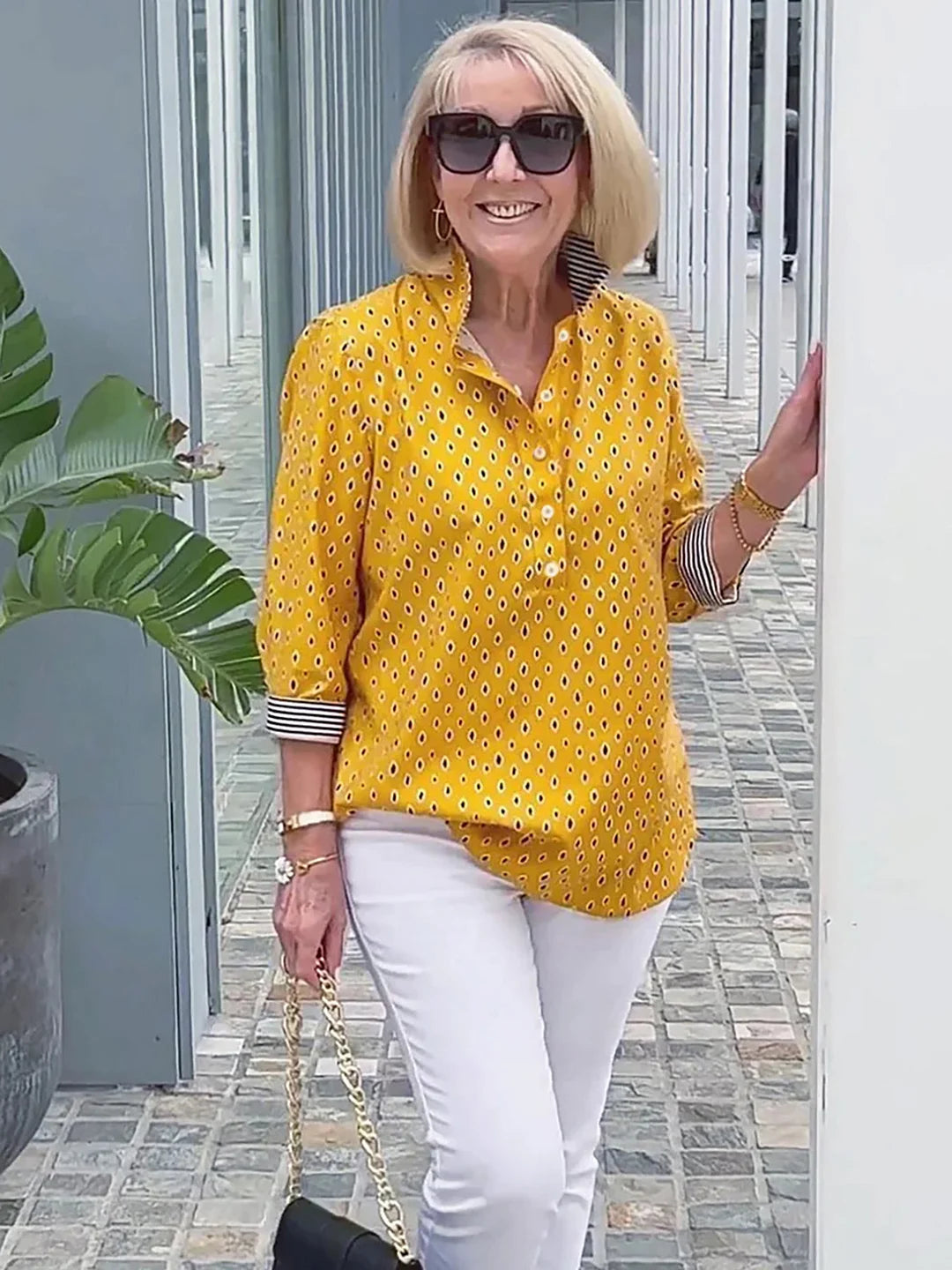 🌈2025 Koszula ze stójką i nadrukowanymi rękawami 3/4