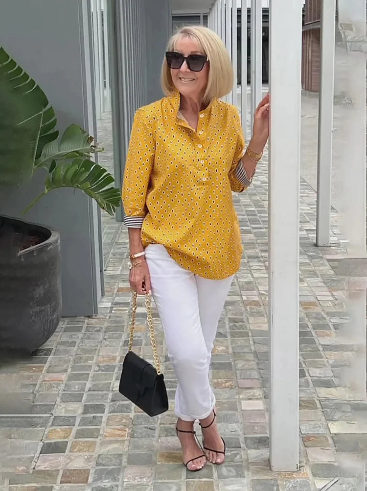 🌈2025 Koszula ze stójką i nadrukowanymi rękawami 3/4