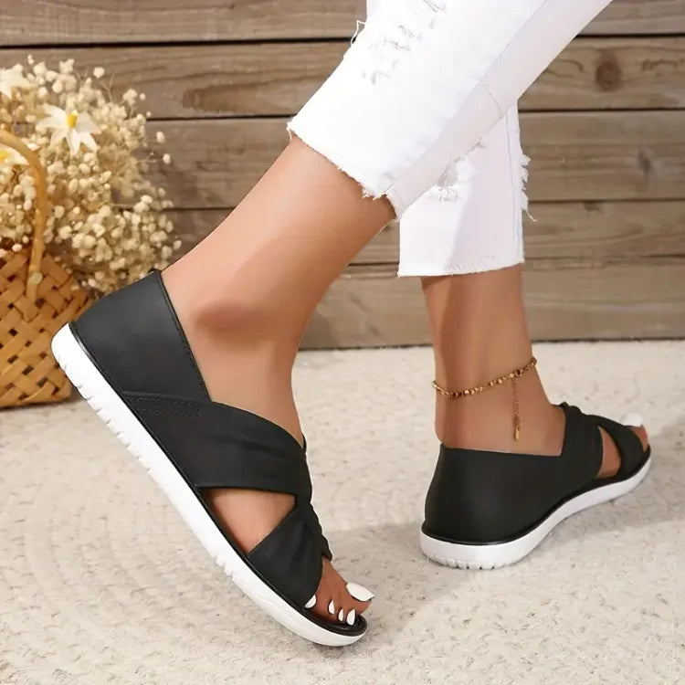 🔥Ultima zi REDUCERE 50% - Sandale ortopedice confortabile pentru femei, fără slip-on, cu papion