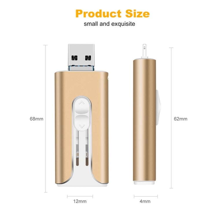 Unitate USB 4 în 1 pentru telefon mobil, 32~256 GB, Micro USB + 8 pini + USB 3.0, pentru computer