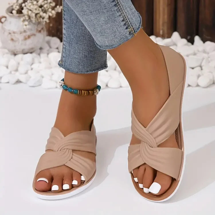 🔥Ultima zi REDUCERE 50% - Sandale ortopedice confortabile pentru femei, fără slip-on, cu papion
