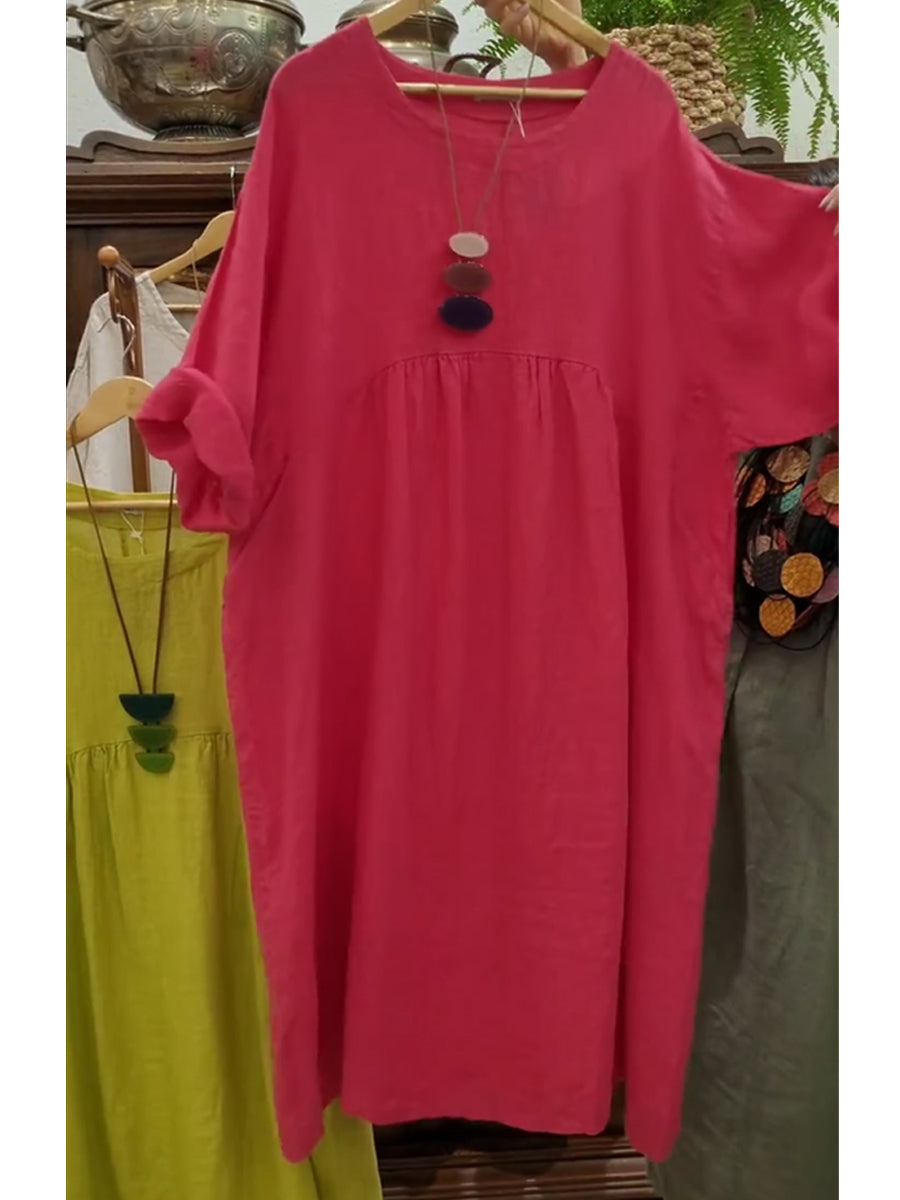 Damska kieszonkowa sukienka z bawełny i lnu