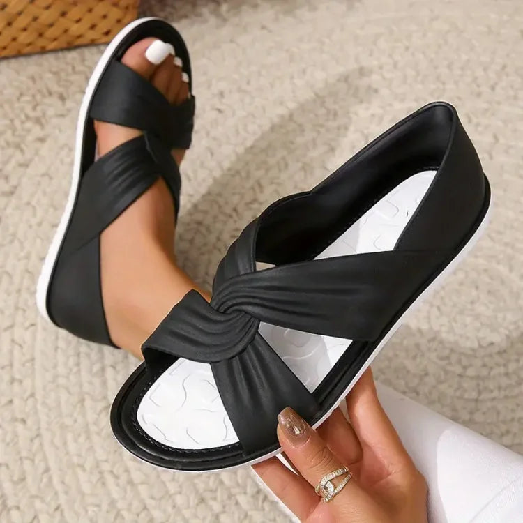 🔥Ultima zi REDUCERE 50% - Sandale ortopedice confortabile pentru femei, fără slip-on, cu papion