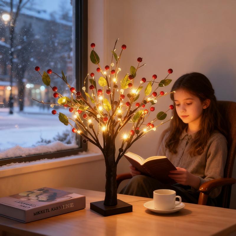 Świąteczna lampa LED w kształcie drzewa jagodowego