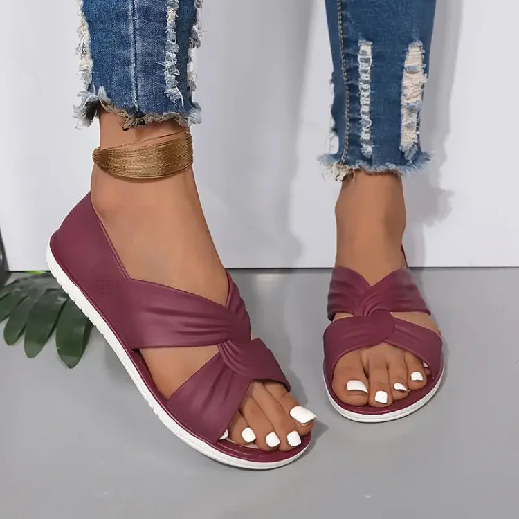🔥Ultima zi REDUCERE 50% - Sandale ortopedice confortabile pentru femei, fără slip-on, cu papion