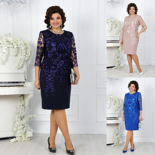 Rochie oversize cu patchwork din dantela si imprimeu