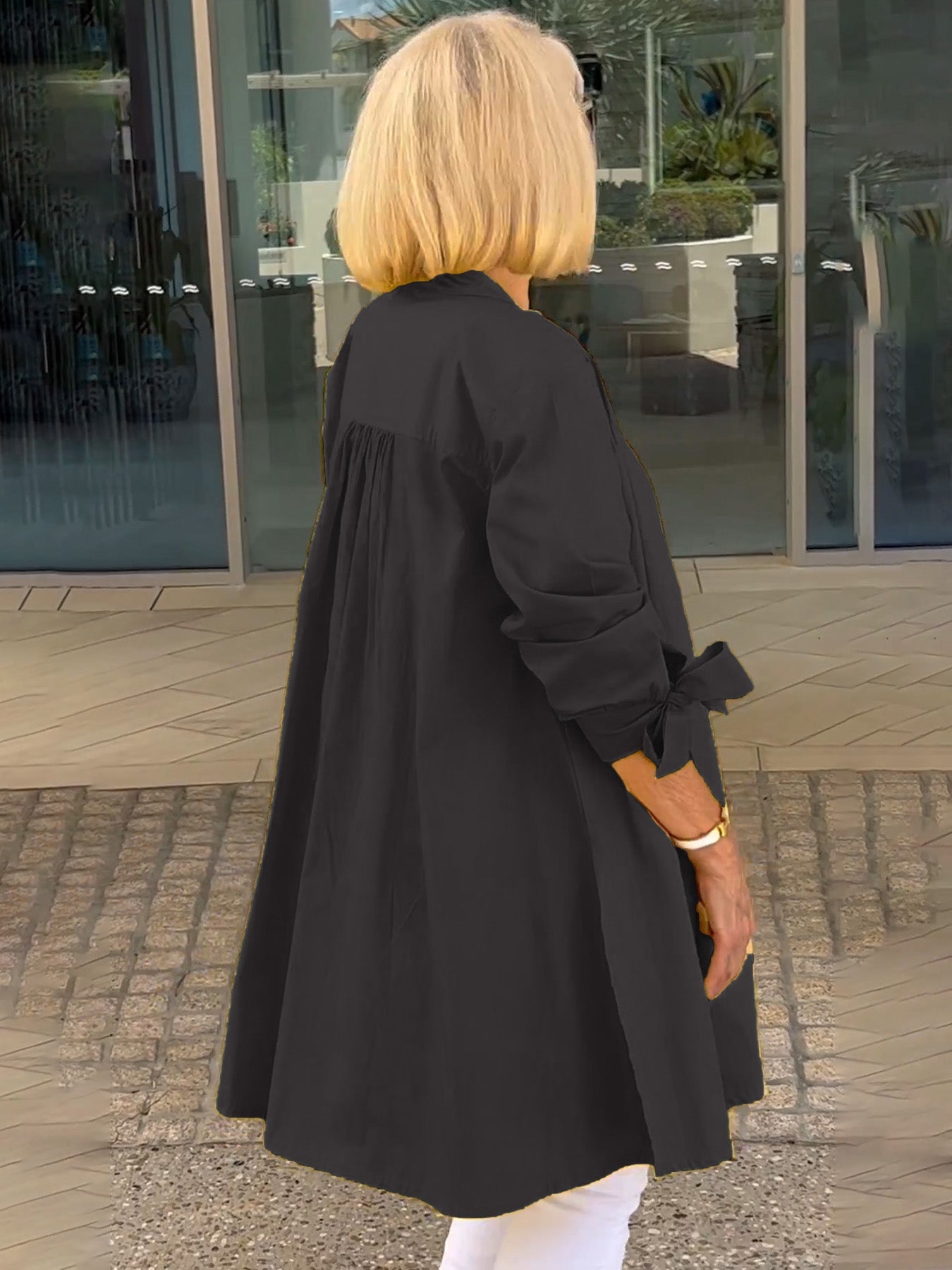 🌸Jachete lungi din bumbac de culoare solidă pentru femei-TAB