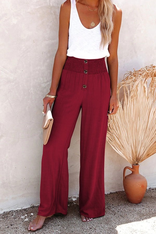 😍Pantaloni de damă din in cu talie înaltă