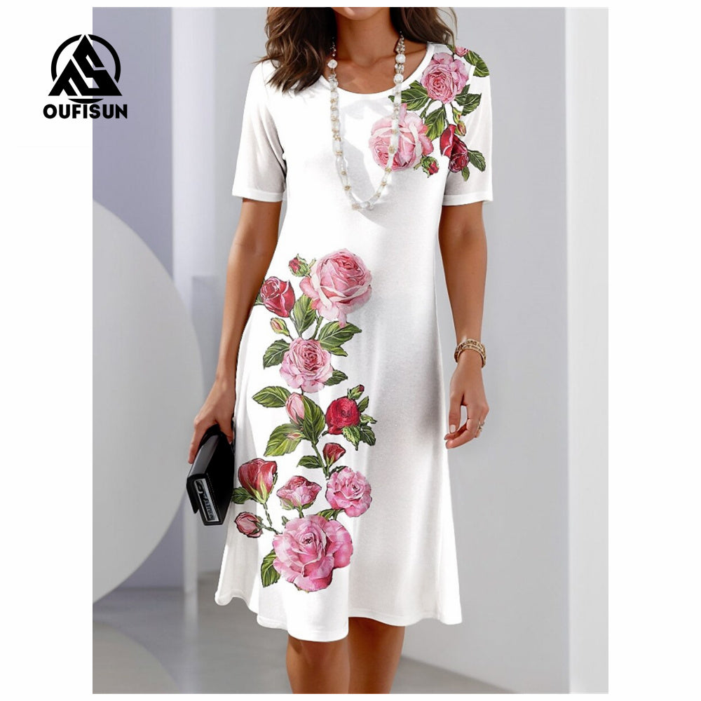 Rochii maxi cu maneca scurta cu imprimeu floral la moda Rochie lunga florala fluture