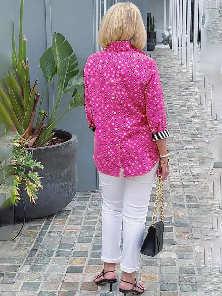 🌈2025 Koszula ze stójką i nadrukowanymi rękawami 3/4