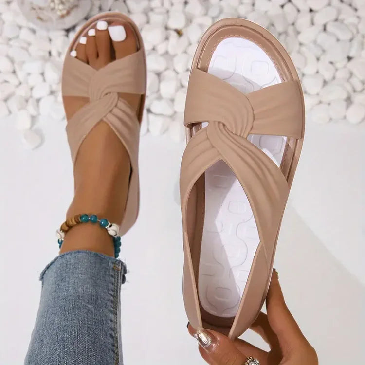 🔥Ultima zi REDUCERE 50% - Sandale ortopedice confortabile pentru femei, fără slip-on, cu papion