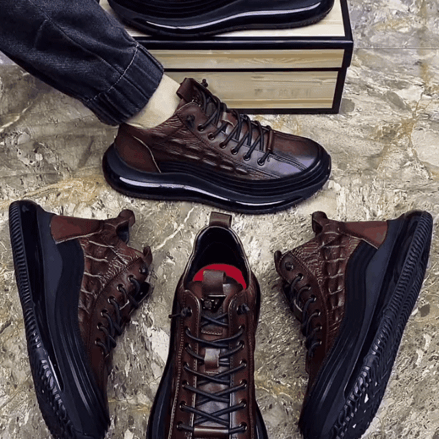 Włoskie buty na co dzień z nadrukiem krokodyla z poduszką powietrzną dla mężczyzn