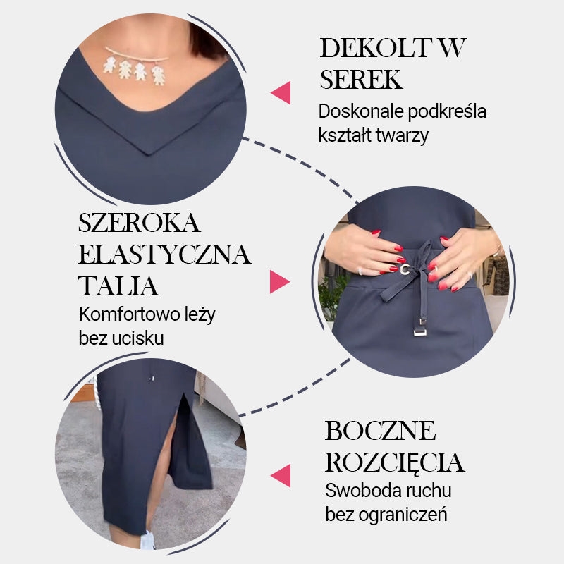 💥Komplet damski składający się z koszulki z dekoltem w serek i spódnicy midi👗