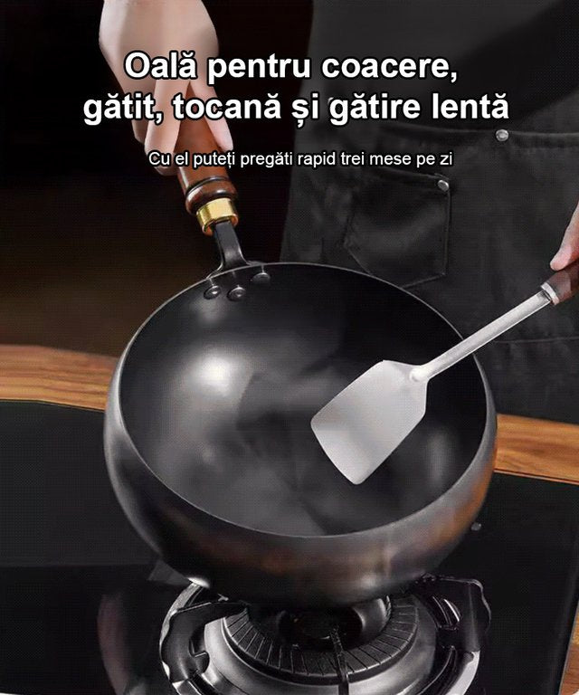 【Tigaie sănătoasă fără acoperire】Tigaie din fier pur care nu se lipește și suplimentează fierul