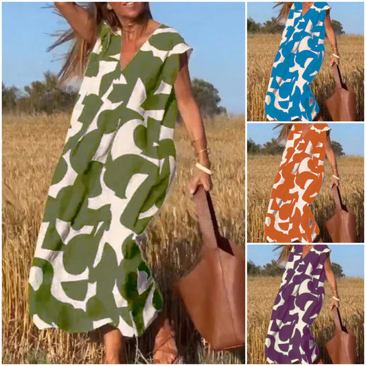 💕Rochie imprimată cu decolteu în V fără mâneci