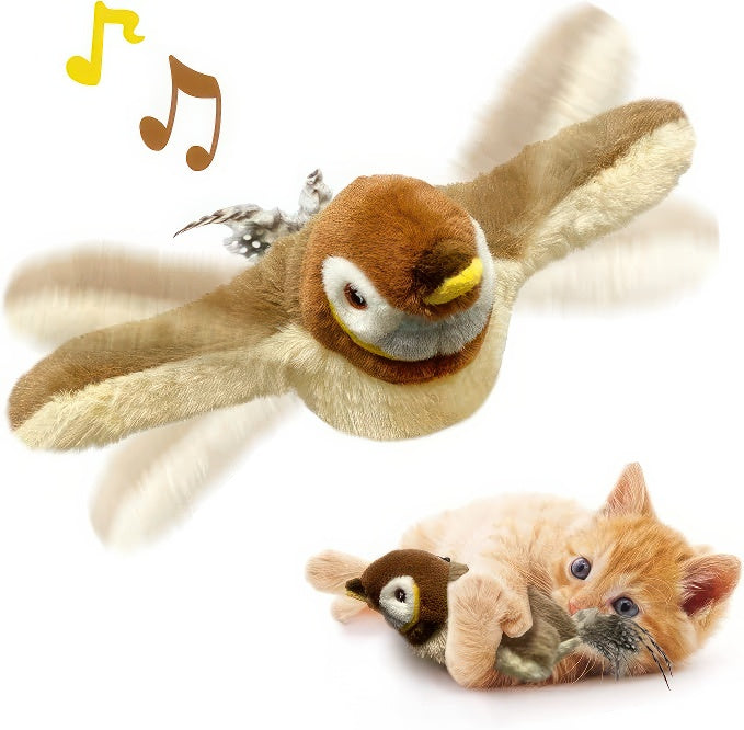😻 Jucărie realistă pentru vrăbii pentru pisici – pasăre reîncărcabilă care ciripește și flutură 🐦