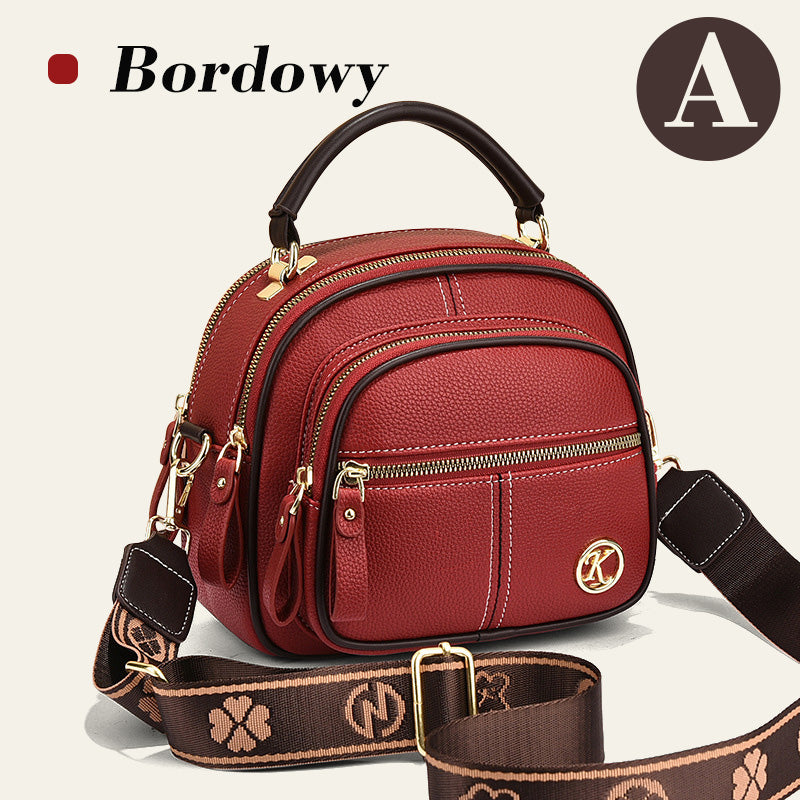 ✨Klasyczna wielokomorowa torba na ramię z regulowanym szerokim paskiem ze skóry PU