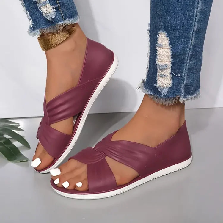 🔥Ultima zi REDUCERE 50% - Sandale ortopedice confortabile pentru femei, fără slip-on, cu papion