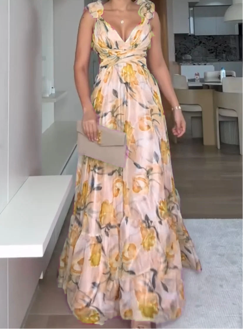 🍓Rochie plisată sexy și elegantă cu imprimeu