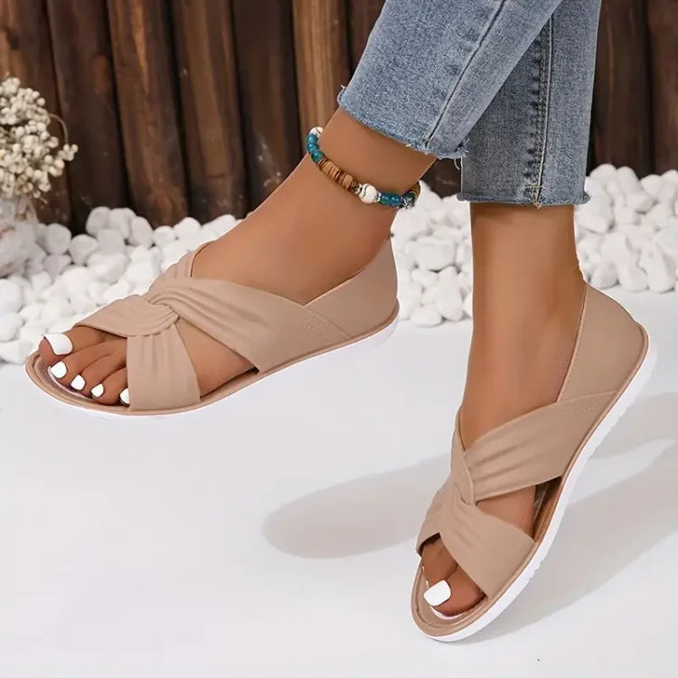 🔥Ultima zi REDUCERE 50% - Sandale ortopedice confortabile pentru femei, fără slip-on, cu papion