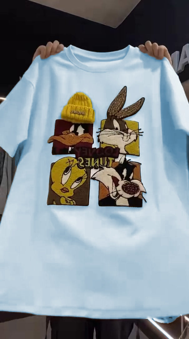 🍭Urocza bluza z nadrukiem w cekiny z kreskówek