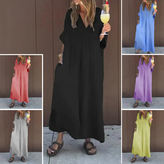 【S-4XL】💖Rochie de damă casual, vibrantă, cu decolteu în V