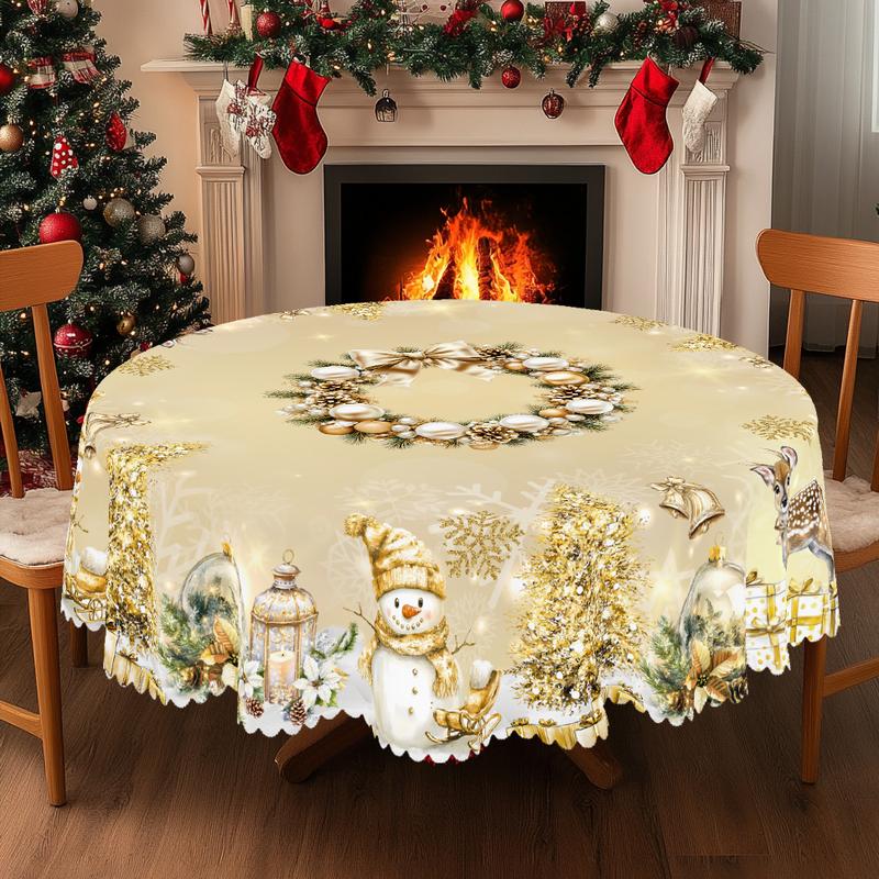 Obrus świąteczny premium - uroczy motyw Świętego Mikołaja i renifera na radosne chwile w gronie rodzinnym