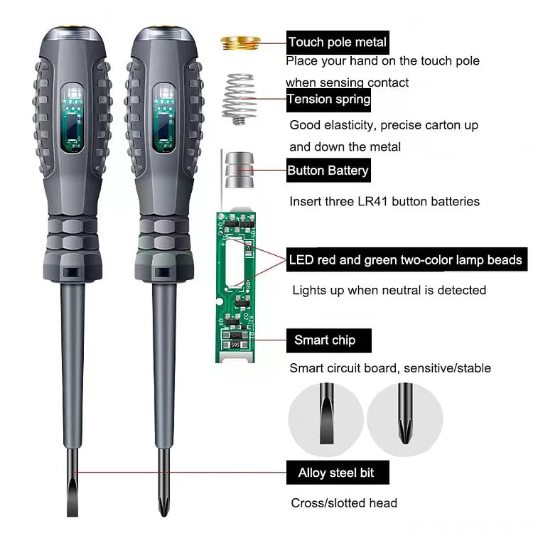 Detector de electricitate cu șurubelniță magnetică puternică 2 în 1