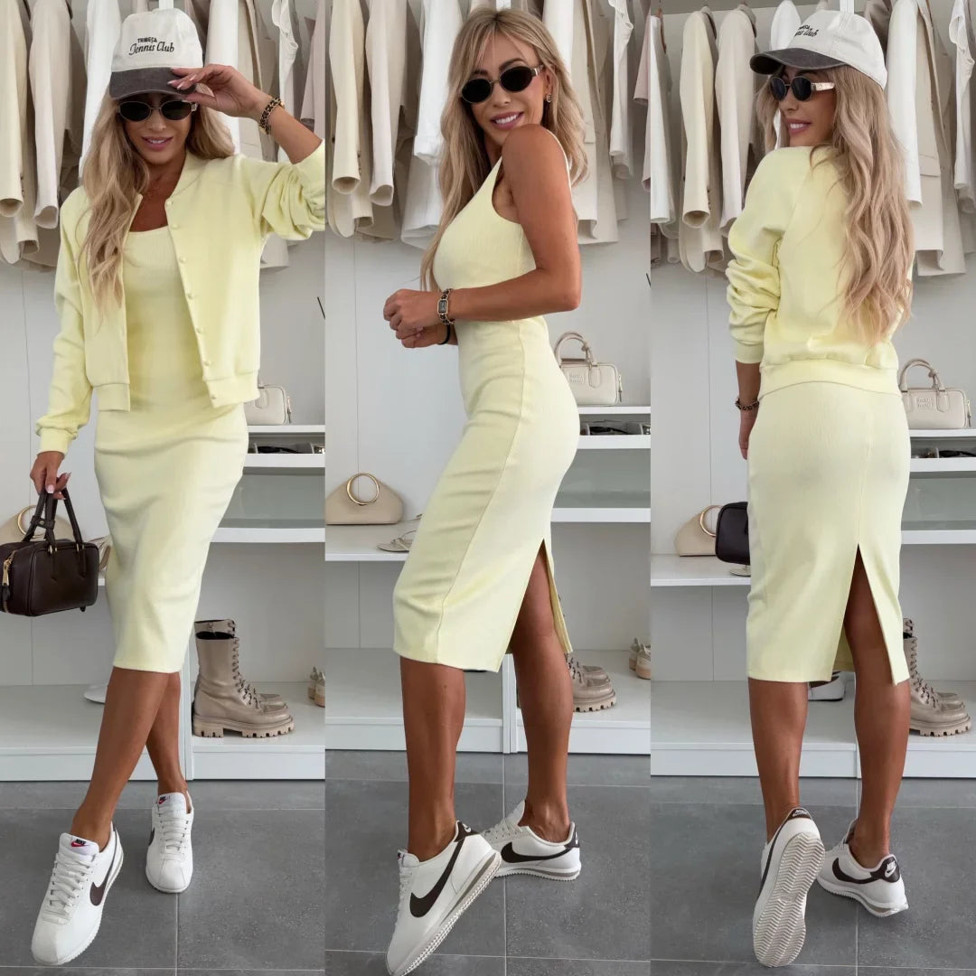 Damski 2 w 1 casualowy bawełniany garnitur