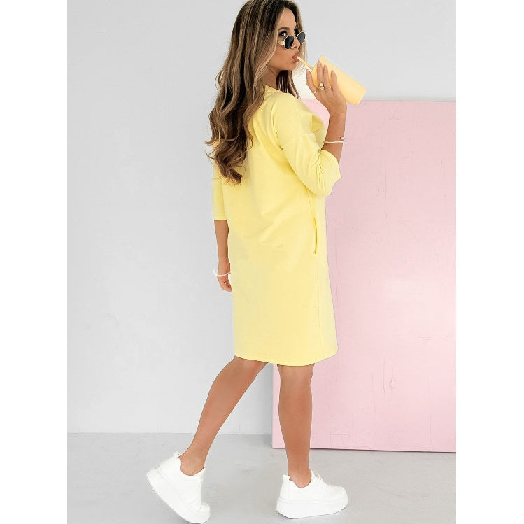 🌸Pret special🌸 Rochie cu maneci 3/4, decolteu rotund si buzunare