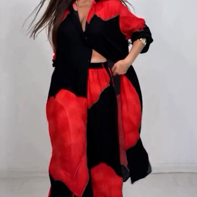 🌼Set cămașă lungă cu buton răsucit și pantaloni cu cordon