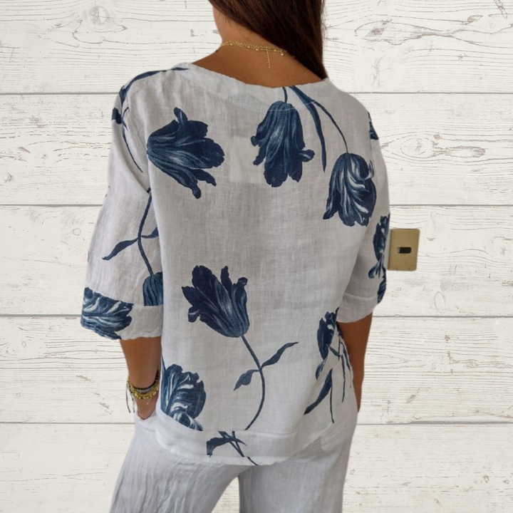 🔥[S-5XL]👕Tuică cu decolteu în V imprimată