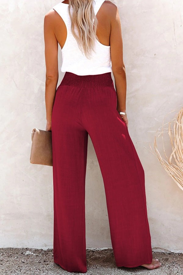 😍Pantaloni de damă din in cu talie înaltă