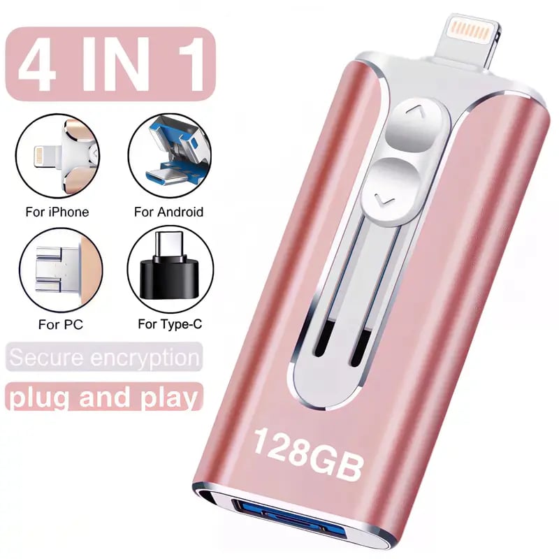 Unitate USB 4 în 1 pentru telefon mobil, 32~256 GB, Micro USB + 8 pini + USB 3.0, pentru computer