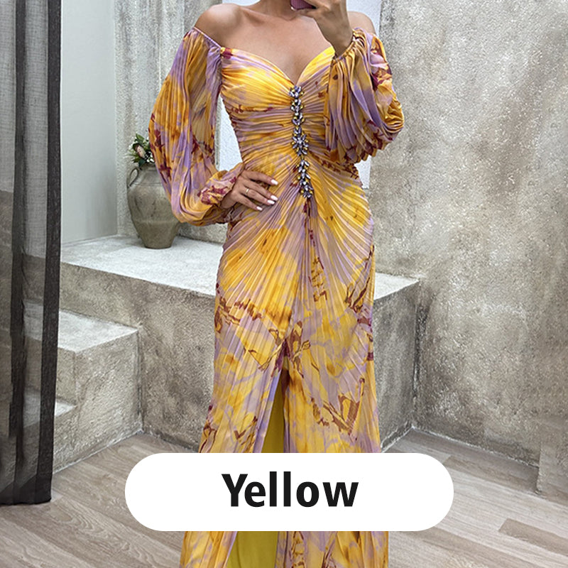 ✨【Slimming Wizard】Sukienka bez ramiączek dla kobiet✨ | Atrakcyjny design bez ramiączek | Szczegóły plisowane | Wycięcie na plecach, wygodne długie rękawy