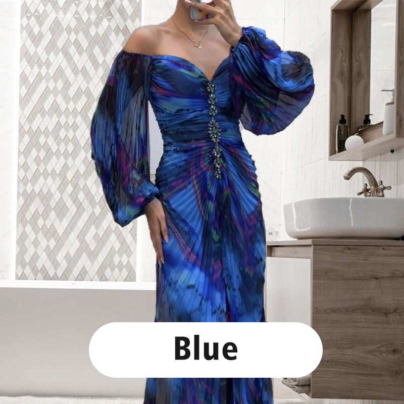 ✨【Slimming Wizard】Sukienka bez ramiączek dla kobiet✨ | Atrakcyjny design bez ramiączek | Szczegóły plisowane | Wycięcie na plecach, wygodne długie rękawy