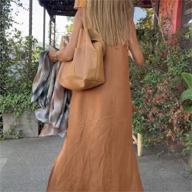 💃Rochie monocoloră, largi, respirabilă, cu bretele💛