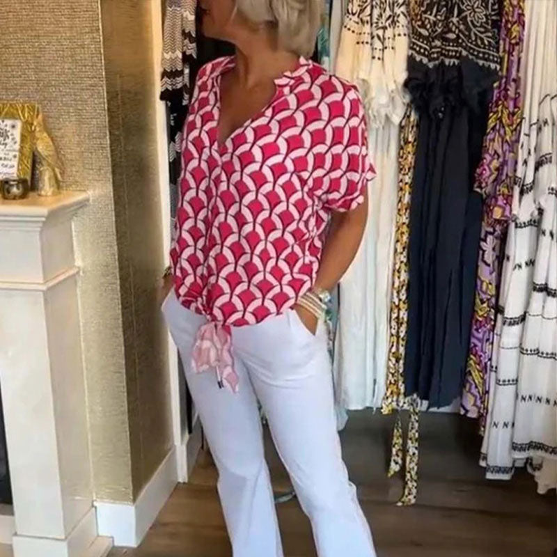 💖Casualowy top z krótkim rękawem i dekoltem V