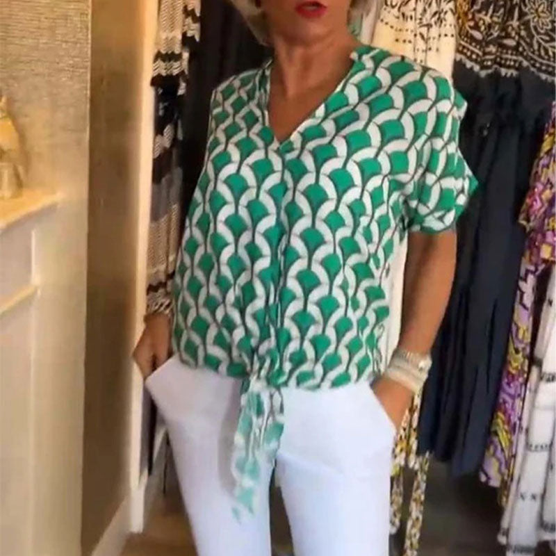 💖Casualowy top z krótkim rękawem i dekoltem V