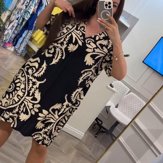 👗Rochie imprimată cu decolteu în V cu buzunare Casual pentru femei