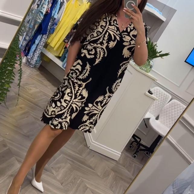 👗Rochie imprimată cu decolteu în V cu buzunare Casual pentru femei