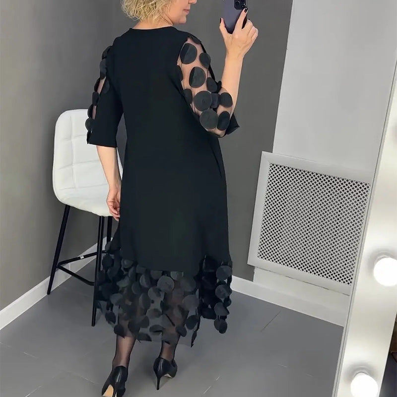 Rochie evazată Plus Size cu buline