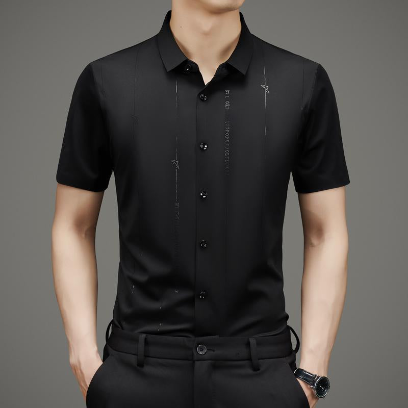 ❄️Męska koszula z jedwabiu lodowego o wysokiej elastyczności i odporności na zagniecenia