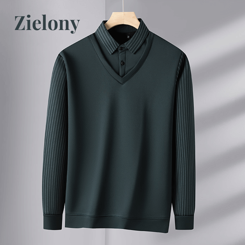 [Prezent dla mężczyzn] Ciepła koszula męska z imitacją dwuczęściowego garnituru