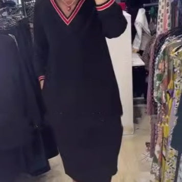 💖Damska dzianinowa sukienka z dekoltem w kształcie serca