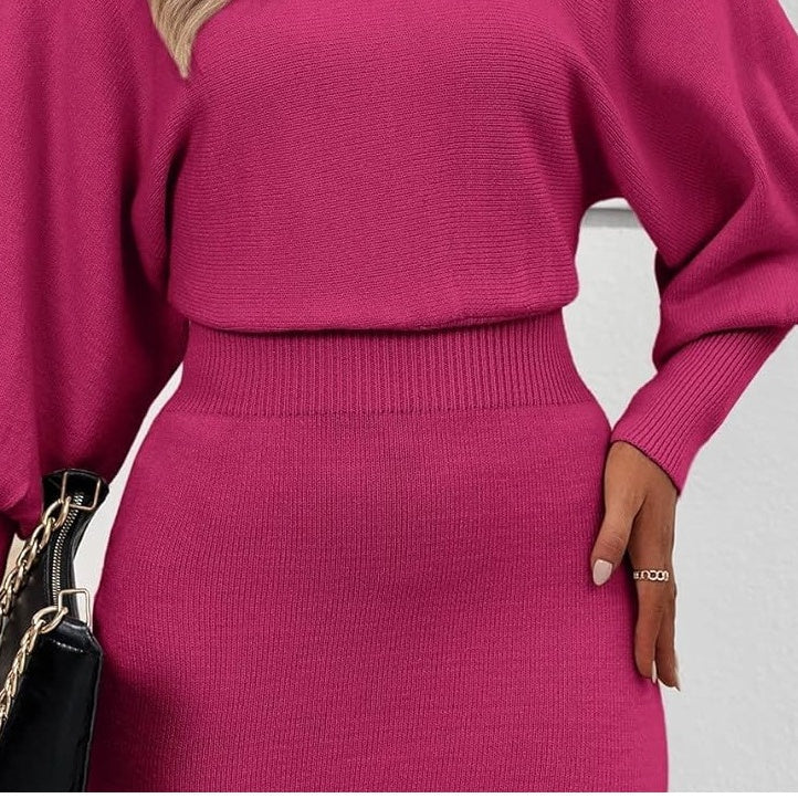 🔥Elegancka sukienka dzianinowa, komplet dwuczęściowy