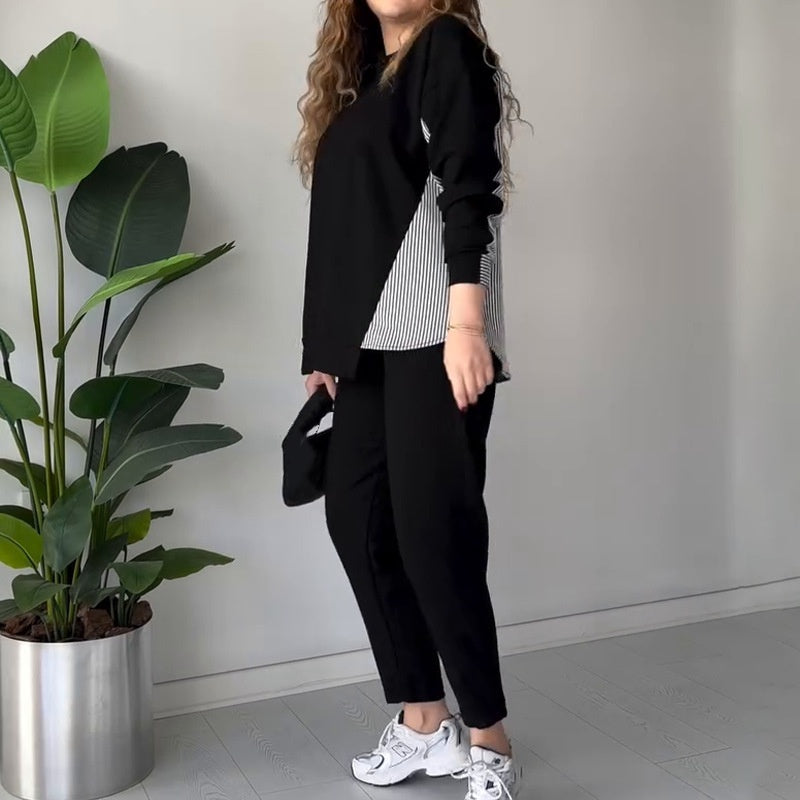 Dwuczęściowy garnitur casual dla kobiet z blokami kolorów