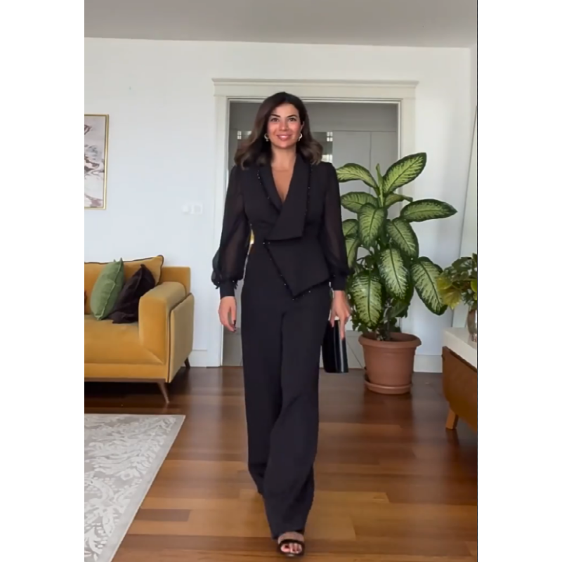 Set de pantaloni și pantaloni largi din plasă pentru femei