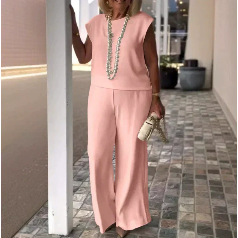 💖Bawełniany lniany top damski bez rękawów i spodnie